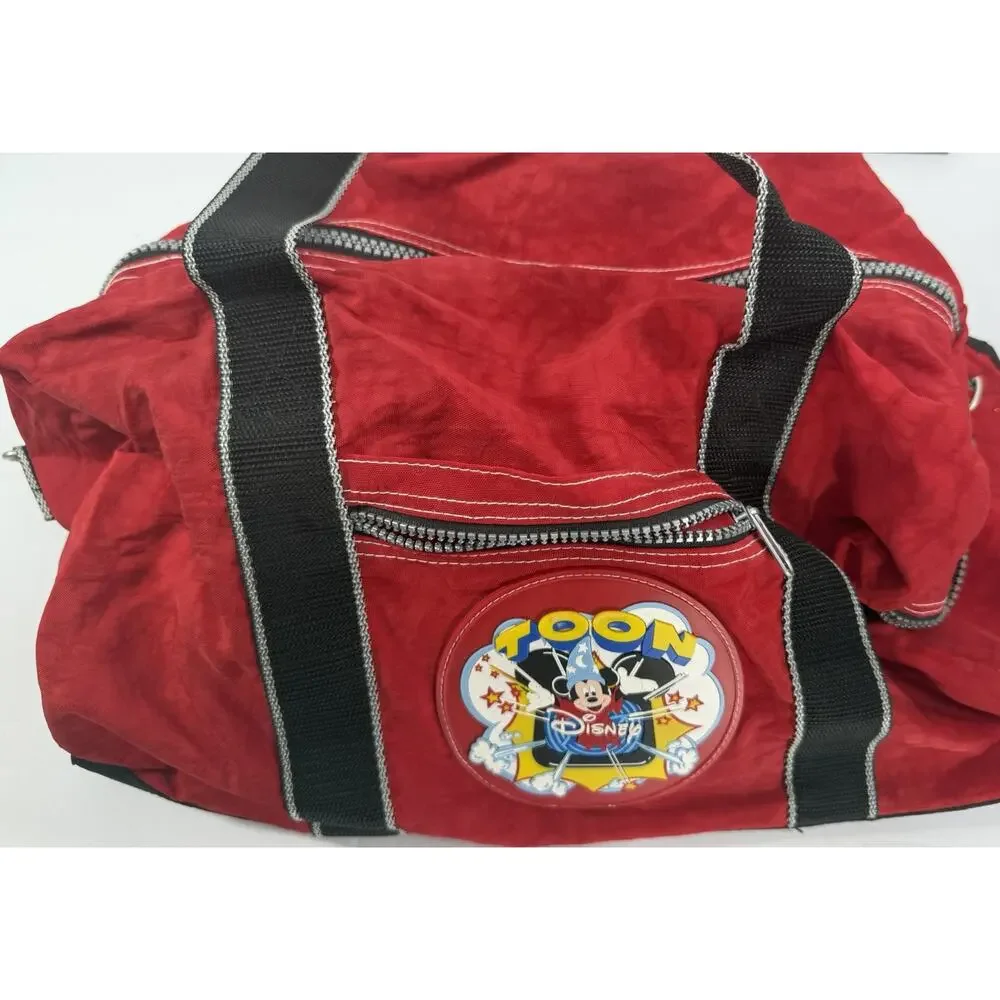 Disney Mickey Mouse Toon Duffle Bag Red Black Gym Weekender Travel  Strap